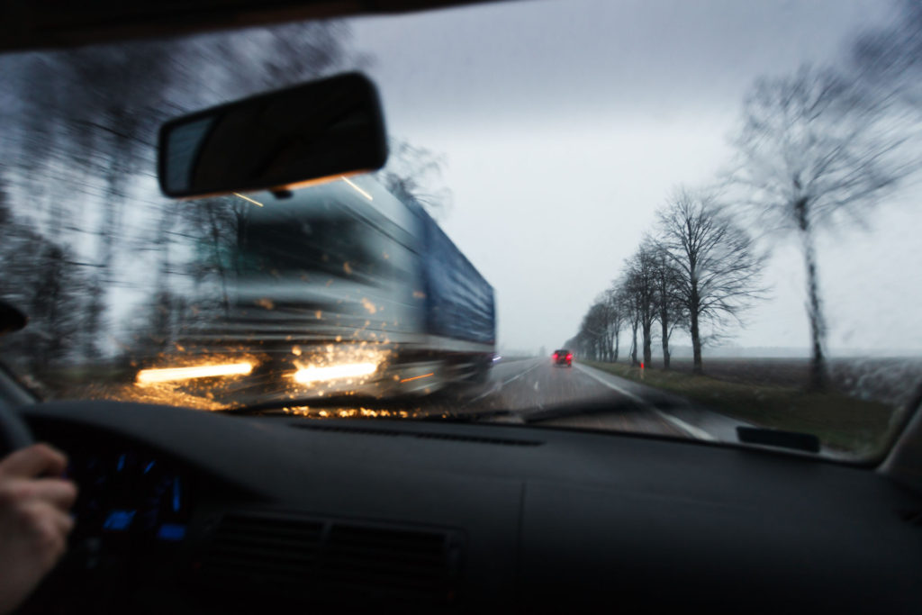 Driving a car during bad weather conditions